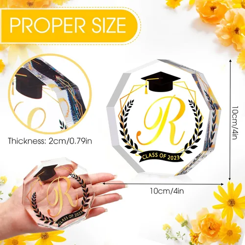 Vista 3 de Maitys Regalo de graduación 2024 con monograma, inicial, acrílico, inspirador, recuerdo inspirador y pisapapeles para clase de 2024, regalo