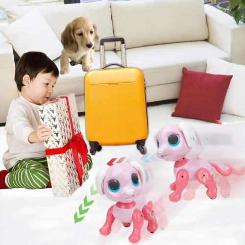 Vista 3 de BIRANCO. Perro Robot con Control Remoto y Detección de Gestos - Juguete Robot Mascota Cachorro Rosa Inteligente que Camina y Ladra, Interactivo