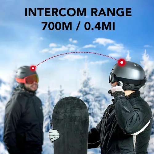 Vista 5 de Sena Snowtalk 2 - Auriculares Bluetooth universales para cascos de nieve con intercomunicador inalámbrico incorporado