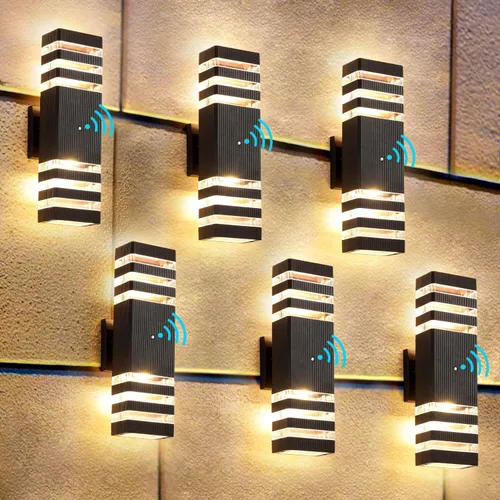 Vista 17 de Luces de pared para exteriores de anochecer a amanecer - Diseño impermeable de 2 capas, modernas lámparas de exterior de aluminio para casa, luces