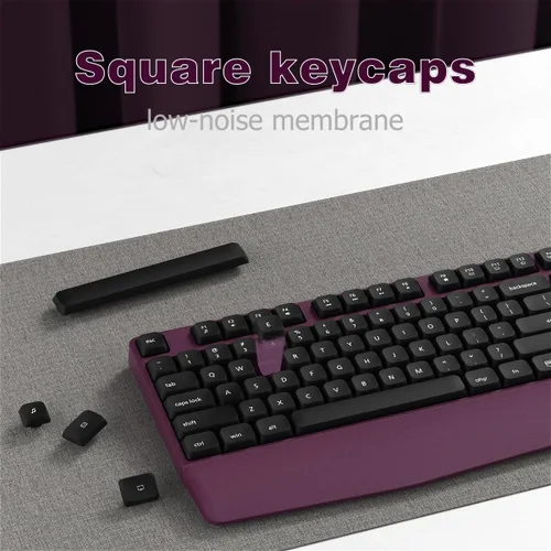 Vista 3 de Combo de teclado y mouse inalámbricos, teclado ergonómico con reposamuñecas, conexión inalámbrica de 2.4 GHz, compatible con PC/laptop, Windows/Mac