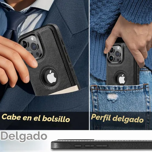 Vista 7 de Funda de piel para iPhone 16 Pro Max, mejorada [fuerte magnética], [compatible con MagSafe] [soporte invisible integrado] Funda protectora delgada