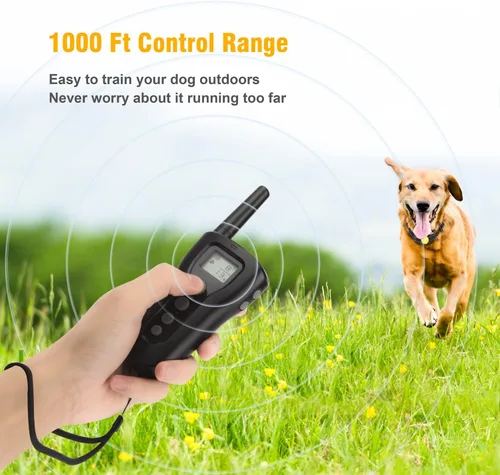 Vista 3 de Bousnic - Collar de entrenamiento para perros, para 2 perros, control remoto recargable a 305 m (1000 pies), recargable, impermeable, collar