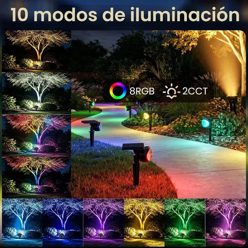 Vista 4 de Luces solares IP67 impermeables para exteriores, 2CCT y luces de paisaje