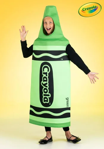 Vista 2 de Disfraz de Crayola Crayon verde para niños, túnica con capucha, respaldo de espuma