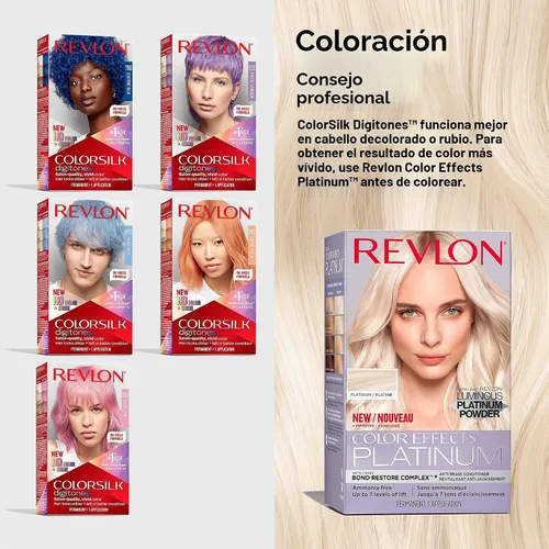 Vista 5 de Revlon ColorSilk Digitones - Tinte permanente para el cabello con queratina, azul plateado 91D, 1 unidad