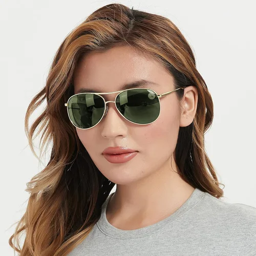 Vista 9 de BOTPOV Gafas de sol de aviador para hombres y mujeres, polarizadas, protección UV400, lente espejada, marco de metal con bisagras de resorte..