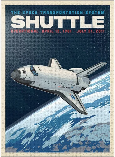 Vista 8 de MyPuzzle NASA 1981: Space Shuttle, póster vintage, rompecabezas prémium de 100 piezas para adultos