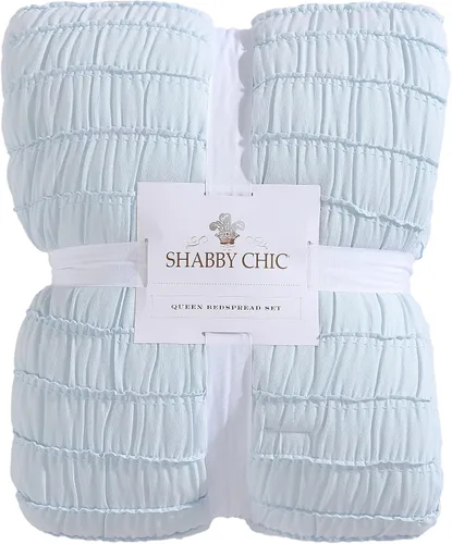 Vista 8 de Shabby Chic® - Colcha tamaño King, ropa de cama de algodón suave con fundas a juego, decoración del hogar bellamente drapeada para todas