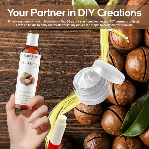 Vista 7 de Plant Guru Aceite de nuez de macadamia, 16 onzas líquidas, prensado en frío, 100% puro, natural, hidratante para piel, cara, cuerpo y cabello. Ideal