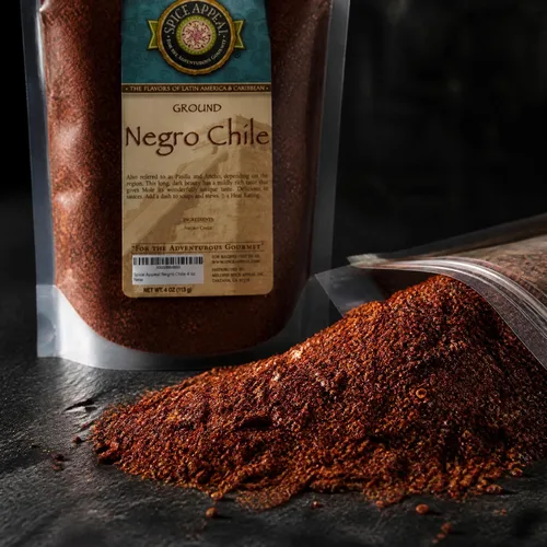 Vista 4 de Spice Appeal Polvo de Chile Ground Negro, sabor auténtico, bolsa de 4 onzas Bolsa resellable para topos, salsas y adobos complejos