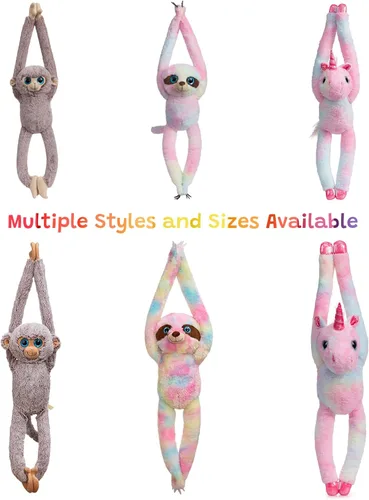 Vista 7 de Animal de Mono Colgante de Peluche Animal de Mono de Brazo Largo de Peluche Suave para Niños Nietos Amigos Familia Gris 43 cm