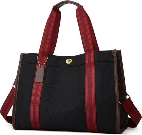 Vista 2 de Women Tote Bag Canvas Shoulder Bag Satchel Hobo Handbag Fashion Crossbody Bag Purse Vintage Handbag Casual Large