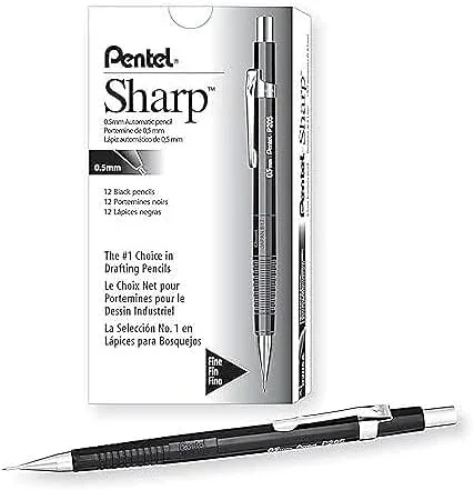Vista 4 de Lápiz mecánico Pentel Sharp de 0,5 mm de cilindro negro (P205A)
