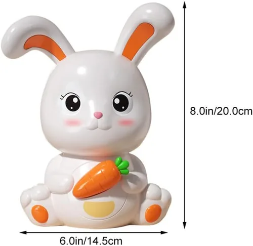 Vista 6 de Totority Banco de monedas de plástico para niños y niñas, adorable forma de conejo, para regalo de cumpleaños