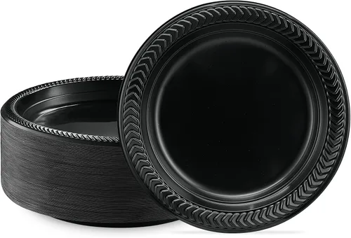 Vista 11 de PLASTICPRO 100 cuencos de plástico negros ligeros de 5 onzas, cuencos pequeños de plástico para sopa, platos negros para ensalada y postre