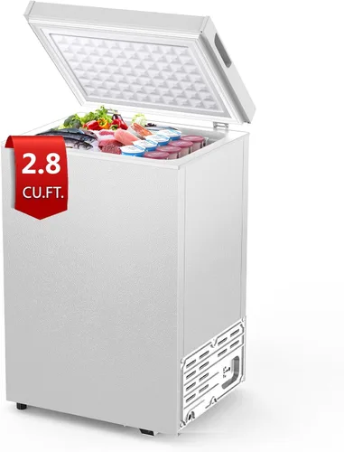Vista 9 de COWSAR - Refrigerador compacto de 3.2 pies cúbicos con congelador, refrigerador de doble puerta para dormitorio, termostato ajustable, refrigerador