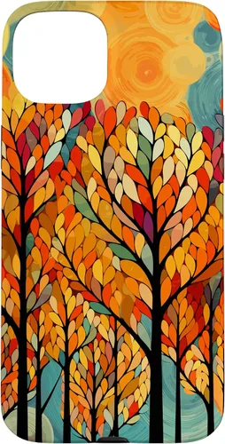 Vista 9 de iPhone 16 Otoño y coloridas hojas y árboles de otoño, funda temática de color de otoño