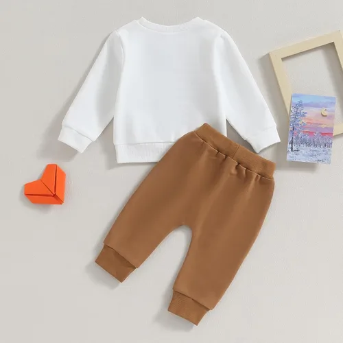 Vista 3 de Ropa para bebé niña "Daddy's Girl" con sudadera de manga larga y pantalones jogger elásticos, conjunto para otoño e invierno