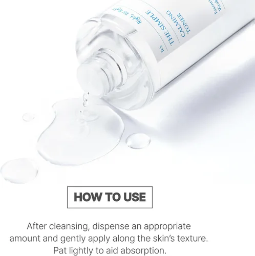 Vista 7 de SCINIC The Simple Calming Toner 10.1 fl oz (10.1 fl oz) Astringente facial vegano para pieles sensibles e irritadas Textura acuosa fresca