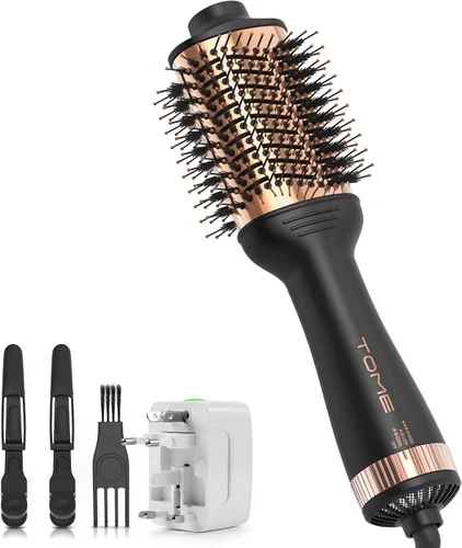 Vista 12 de Cepillo secador de pelo, cepillo secador de pelo de 1200 W en uno, cepillo de aire caliente redondo de 1.772 in para volumen y golpes suaves, doble