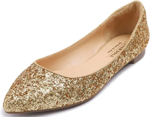 Vista 22 de FEVERSOLE Zapatos planos de ballet de patente para mujer, color macarrón colorido Beige