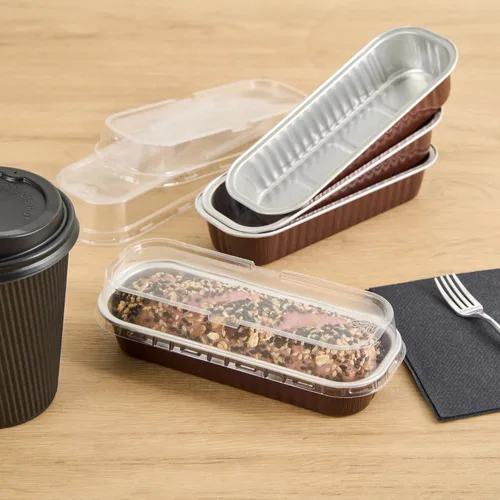 Vista 7 de Restaurantware - Mini moldes para pasteles de 6.8 onzas, 6.5 x 2.6 x 1.2 pulgadas, 100 tazas redondas para hornear, desechables, con tapas de Café