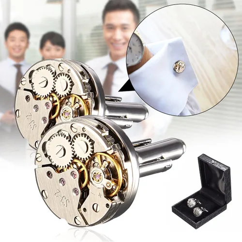 Vista 3 de BABAN reloj de estilo Steampunk de lujo para hombre reloj clásico gemelos con forma de mecanismo con caja de exhibición para guardar elegante