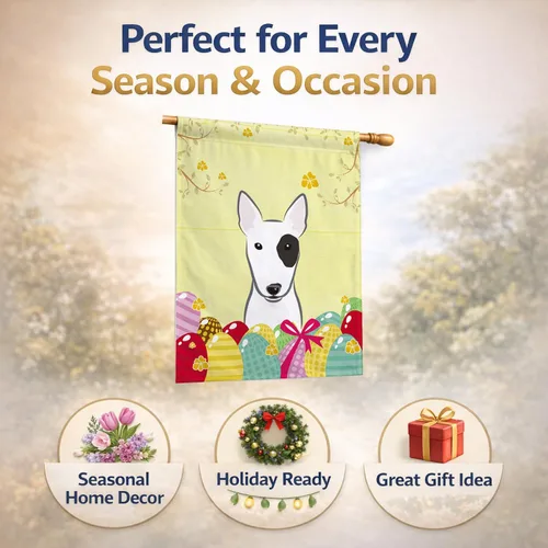 Vista 135 de Caroline's Treasures BB1923GF Bandera decorativa para jardín con diseño de Border Collie, para caza de huevos de Pascua, para jardín, jardín, patio