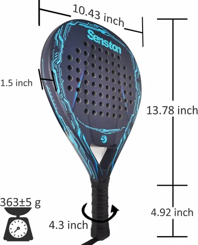 Vista 2 de Senston Raqueta de pádel con superficie de fibra de carbono con núcleo de espuma flexible de memoria EVA, pala de pádel con bolsa de transporte
