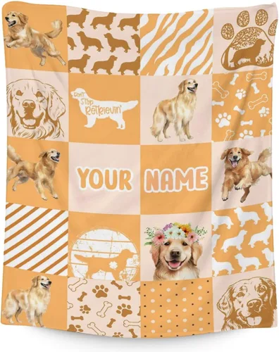 Vista 8 de Golden Retriever - Manta para niñas, tamaño de regazo de 30 x 40 pulgadas, manta de felpa suave y mullida, manta colorida y linda para sala de estar