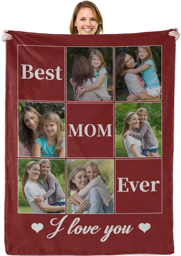 Vista 23 de Abybela Mantas personalizadas con fotos, mantas con fotos personalizadas con mis propias fotos, manta personalizada regalos para el día de la madre