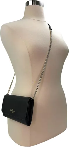 Vista 2 de Kate Spade New York Bolso cruzado con cadena de cuero de grano refinado (negro), Negro