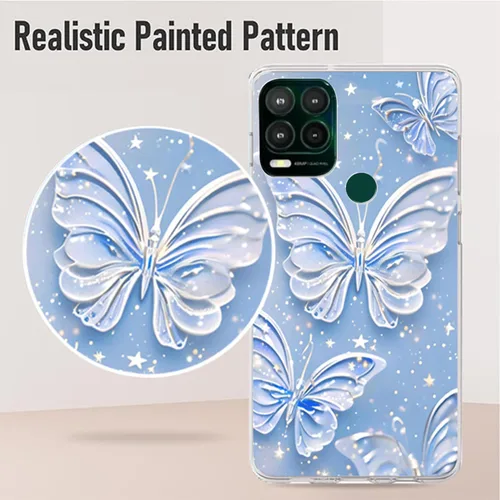 Vista 5 de Paquete de 2 fundas elegantes con purpurina de mariposa para Moto G Stylus 5G 2021, delgada y suave TPU de lujo, a prueba de golpes, para adultos