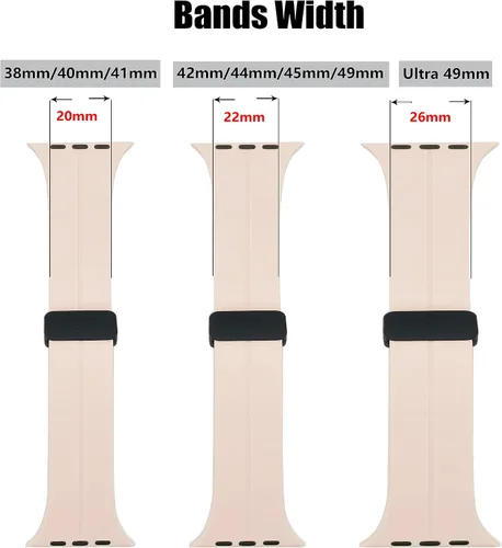 Vista 3 de Correa magnética para Apple Watch Ultra/2 de 1.929 in, 1.772 in, 1.732 in, 1.811 in, 1.654 in, 1.614 in, 1.575 in, correa de silicona deportiva