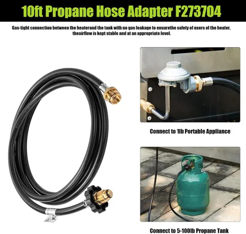 Vista 3 de Adaptador de manguera de propano de 10 pies F273704 de repuesto compatible con calentador Mr Heater Buddy, estufa Coleman, parrilla portátil
