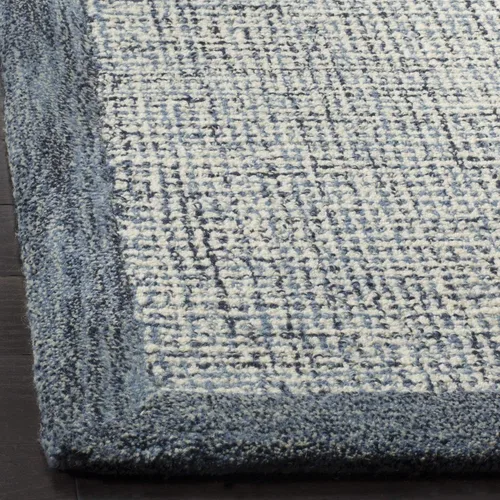 Vista 5 de SAFAVIEH Colección Abstract Alfombra de Área - 6' Cuadrada, Azul Marino y Marfil, Lana Hecha a Mano, Ideal para Áreas de Alto Tráfico en Sala