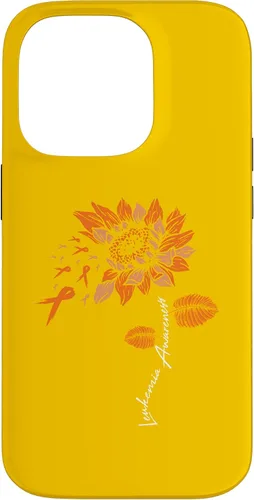 Vista 17 de iPhone 16 Leukemia Blood Cancer Awareness Orange Ribbon Sunflower Case
