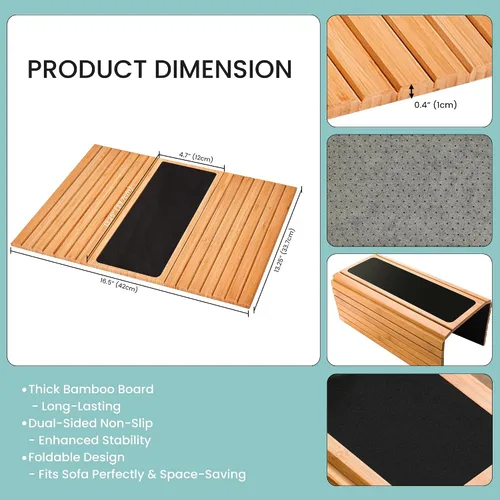 Vista 7 de GEHE Bandeja para Brazo de Sofá, Bandeja Flexible/Desplegable para Reposabrazos de Sofá, Soporte de Tazas para Brazo de Sofá, Ideal para Bebidas