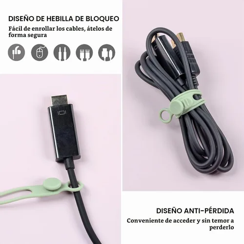 Vista 6 de OneLeaf 30Pcs Organizador de cables, bridas de silicona reutilizables, bridas para electrónica, bridas elásticas multiusos, artículos esenciales