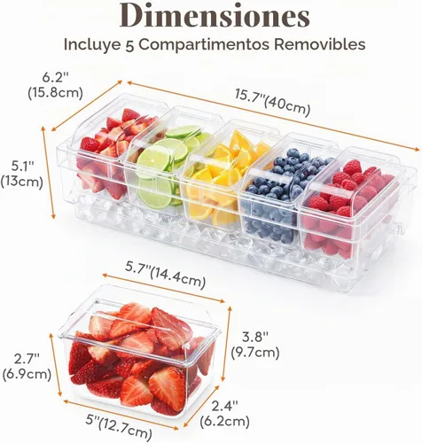 Vista 3 de Lifewit Contenedor refrigerado para condimentos con tapas individuales
