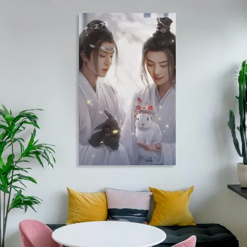 Vista 6 de The Untamed Xiao Zhan Wang Yibo Póster (2) Lienzo decorativo para pared, decoración de habitación, decoración de dormitorio, regalos de 12 x 18