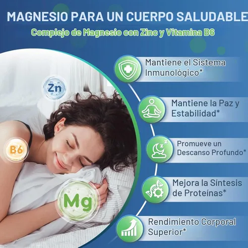 Vista 4 de DRFOSTER Complejo Triple Magnesio 500mg con Zinc, 120 Cápsulas