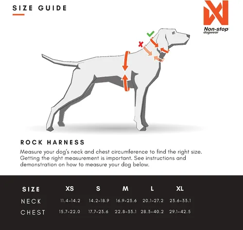 Vista 3 de Non-stop dogwear Rock Arnés ajustable para perros pequeños con 3 clips para correa, asa y reflectante, negro/naranja, talla XS