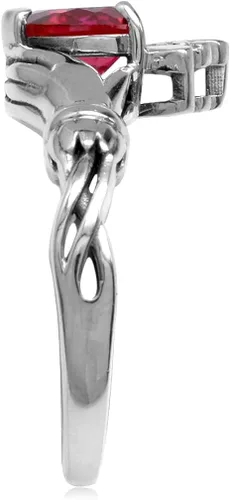 Vista 3 de Silvershake Anillo de plata de ley 925 con piedras preciosas de corazón irlandés para mujer