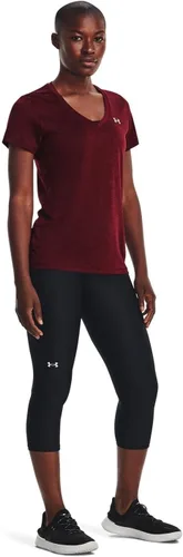 Vista 4 de Under Armour Tech - Camiseta de manga corta y cuello en V para mujer, jaspeada