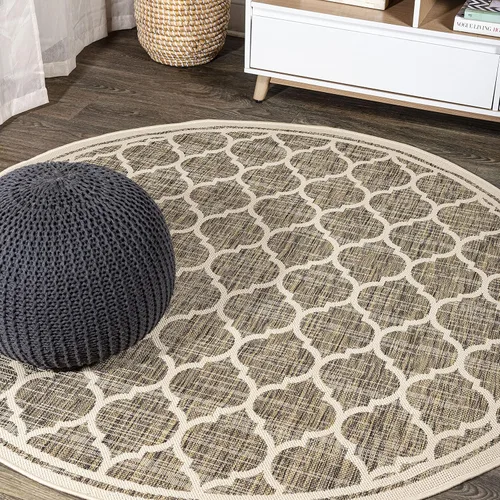 Vista 6 de JONATHAN Y Tapete marroquí con diseño enrejado para interiores y exteriores, 2 x 8 pies, marrón/beige, tejido texturizado de trébol para patio