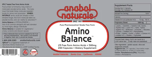 Vista 2 de Anabol Naturals Pila física: Amino Balance 480 caps y Amino GHReleasers 240 caps (2 meses de suministro)