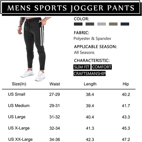 Vista 6 de DIOTSR Pantalones deportivos de entrenamiento para hombre, pantalones de correr ajustados para hombre, pantalones deportivos de gimnasio a rayas
