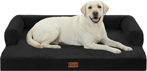Vista 64 de Cama ortopédica para perros extragrandes, cama de espuma XL con forma de caja de huevos impermeable con lados 45x35 pulgadas, cama de sofá